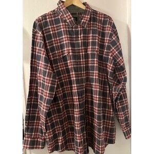 Lee Mens Long Sleeve Plaid Flannel Button Down Red Gray Size XXL